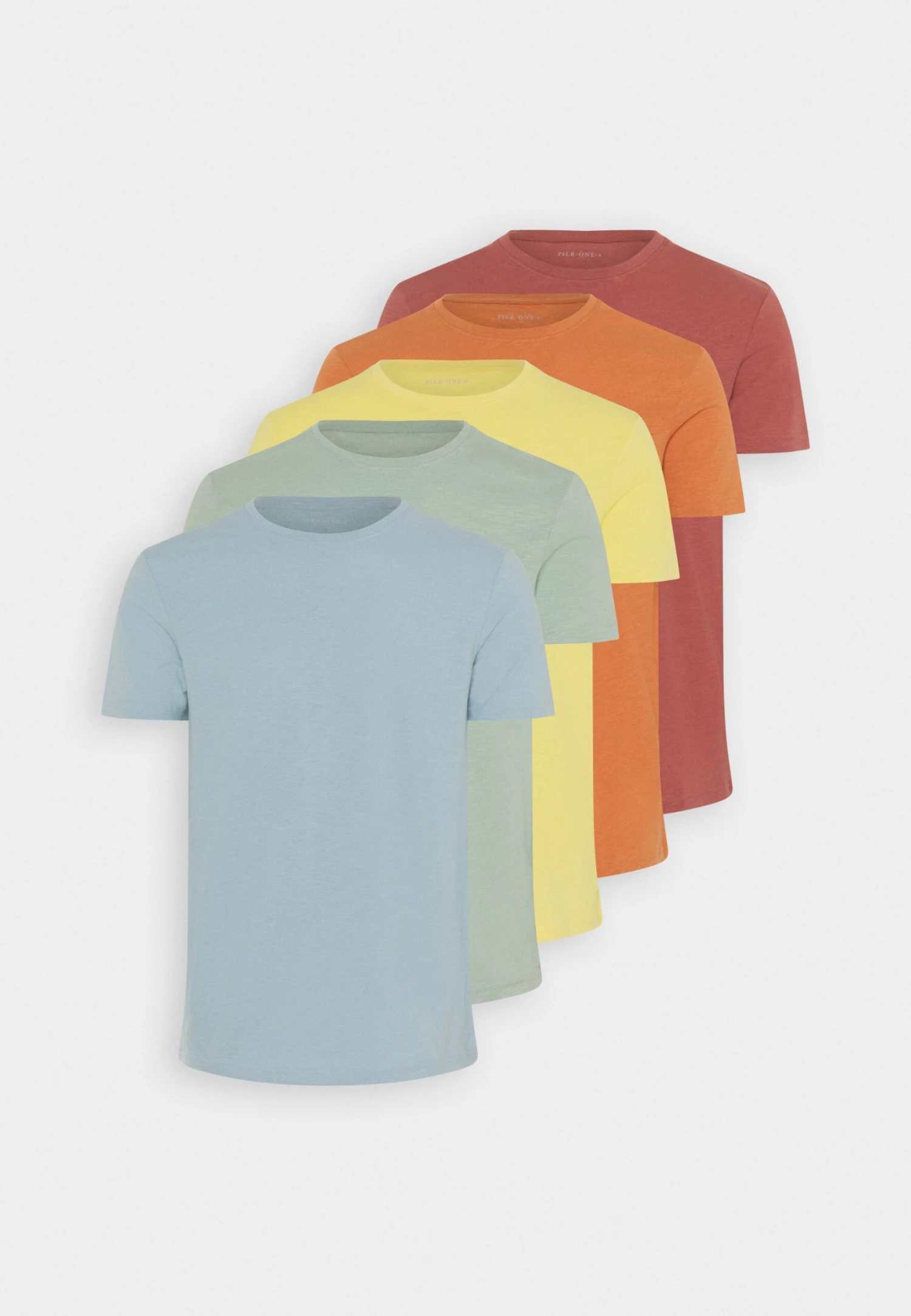 Pier One 5 Pack - T-Shirt Basic - Light Blue/Yellow/Mint 8 Pier One 5 Pack - T-Shirt Basic - Light Blue/Yellow/Mint - Afbeelding 8
