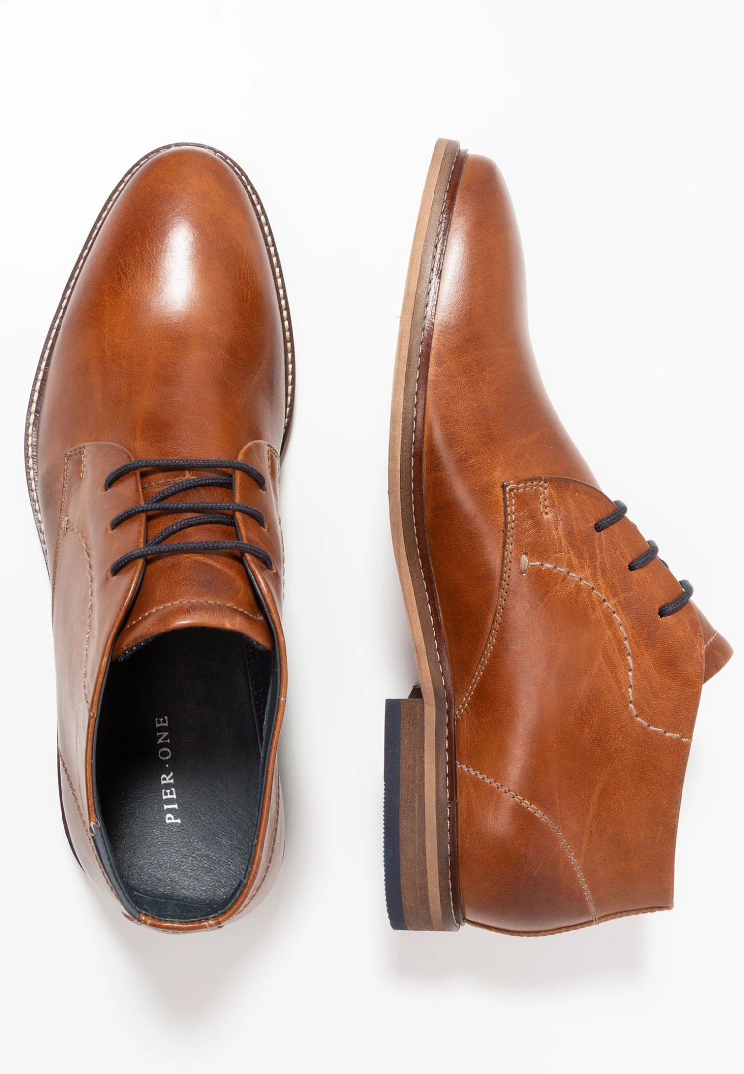 Pier One Leather - Veterschoenen - Cognac 2 Pier One Leather - Veterschoenen - Cognac - Afbeelding 2