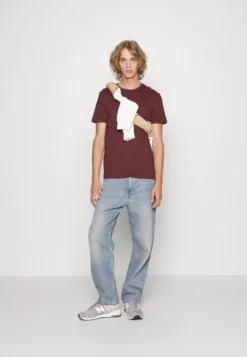 Pier One 5 Pack - T-Shirt Basic - Bordeaux/Light Grey/Brown