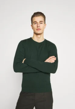 Pier One Basic Crewneck - Trui - Mottled Dark Green